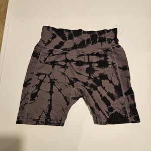 Victoria's Secret PINK Active Bike Shorts 6 In High Waist Black Tie Dye, Size L